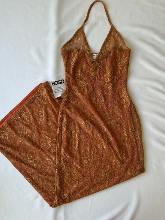 ASOS Dresses & Skirts - ASOS Rust-Orange Lace Halter Slip Dress